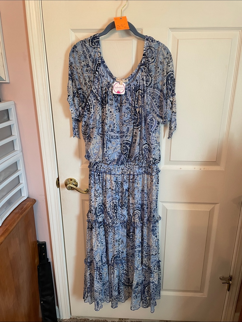 joie de vivre Women's Blue Floral Maxi Dress - 2X